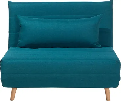 Produktbild von BELIANI Sofa Blaugrün Stoffbezug mit Schlaffunktion 1 Dekokissen Verstellbare Rückenlehne Holzbeine Schlafsofa Gästebett Modern Wohnzimmer Ausstattung