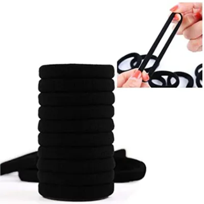 Produktbild von 100 Stück Haargummis Schwarz, Haargummi Schwarz Weich Elastische Haar Bobbles für Damen Mädchen Kinder, Starke Stretch Haarbänder Pferdeschwanz für Dickes Haar (40x8mm)