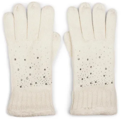 Image de styleBREAKER Gants en tricot pour femmes avec strass et doublure polaire | Gants d'hiver chauds avec aspect scintillant | Gants thermiques doux pour les doigts