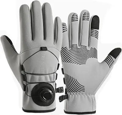 Produktbild von INF Winter Fahrradhandschuhe mit Drehknopf - Wasserdicht, Fleece, Touchscreen, 1 Paar Grau