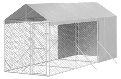 Produktbild von Hundezwinger mit Dach - Silbern - Verzinkter Stahl & Polyethylen - 2 x 6 x 2,5 m - Für Hunde, Hühner, Kaninchen