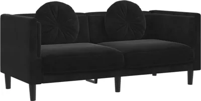 Produktbild von vidaXL Sofa mit Kissen 2-Sitzer Schwarz Samt