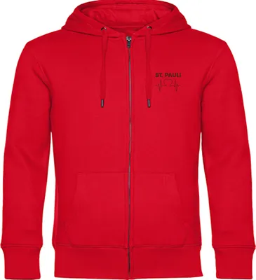 Produktbild von multifanshop Kapuzen Sweatshirt Jacke - St. Pauli - Herzschlag, rot, Größe XL