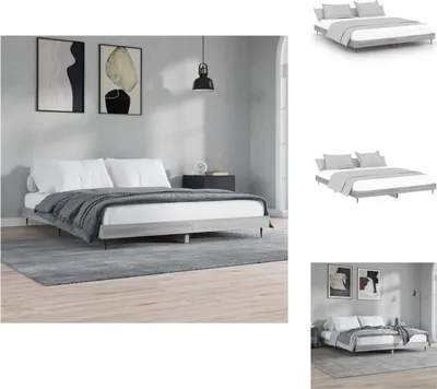 Produktbild von vidaXL Bettgestell Grau Sonoma 160x200 cm Holzwerkstoff - Betten & Bettgestelle