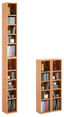 Produktbild von CD DVD Blueray Regal CHART in Buche – Zweiteiliges Medienregal, Aufbewahrung, CD-Ständer mit 10 Fächern für bis zu 160 CDs, 20x187 cm (B x H)