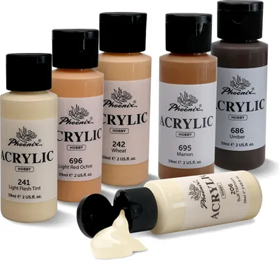 Zdjęcie produktu dla Zestaw farb akrylowych w odcieniach skóry, 6 kolorów á 59 ml Phoenix