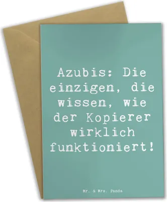 Produktbild von Mr. & Mrs. Panda Grußkarte Spruch Auszubildende Kopierer - Meeresbrise - Geschenk, Berufskarriere, einladungskarten, Berufsgestaltung, Berufstraining, Beruf, osterkarten