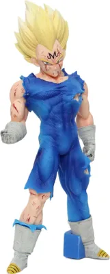Produktbild von Dragon Ball Figur Vegeta 20 cm – Anime Actionfigur mit Kampfschaden | Deko & Sammlerfigur aus PVC für Regal, Vitrine oder Geschenk – Anime Modell
