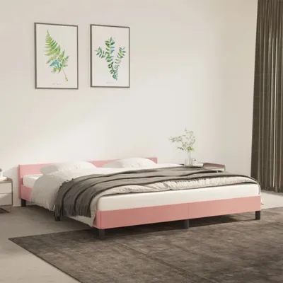 Produktbild von The Living Store Bettgestell mit Kopfteil Rosa 180x200 cm Samt