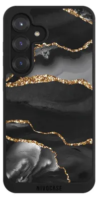 Produktbild von NIVOCASE Handyhülle für Samsung Galaxy S25  Hülle NIVOpure Case Schwarz Glitzer Look Marmor Muster