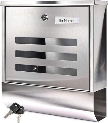 Verda Briefkasten Wandbriefkasten Zeitungsrolle Edelstahl Sichtfenster Namensschild SN3670