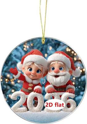 Produktbild von 2026 Weihnachtsschmuck, Cartoon-Weihnachtsmann, Schneemann, Rentier, 2D-Weihnachtsbaumschmuck aus Acryl für Baum, Tür, Fenster, Auto-Dekor