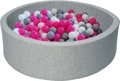 Image de Bain de boules - bain de boules robuste - 90 x 30 cm - 300 boules Ø 7 cm - blanc rose gris