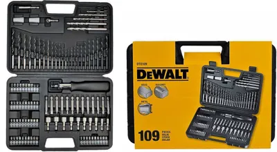 Zdjęcie produktu dla DeWALT DT0109-QZ, Wiertarka, Zestaw wierteł, Kamień, Metal, Drewno, Chiny, 109 szt.