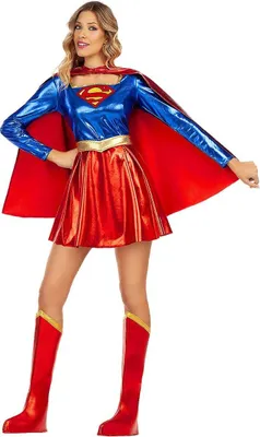 A woman wearing a Supergirl costume.