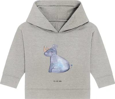 Produktbild von Mr. & Mrs. Panda Organic Baby Hoodie Einhorn Nashorn 24. - 36. Monat - Heather Grey - Geschenk, Glitzer, Zoo, Unicorn, Kapuzensweatshirt, Regenbogen, Lustig, Kapuzenshirt