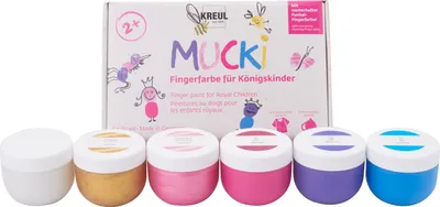 Produktbild von Kreul Kinder MUCKI Fingerfarbe Königskinder Set 6x 50ml für kreatives Malen