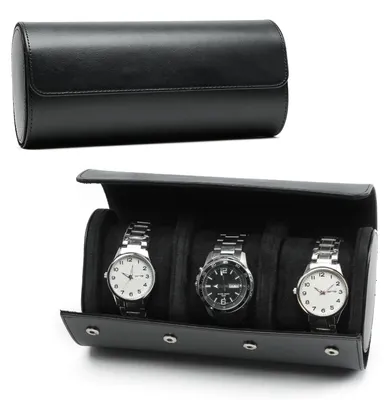Immagine prodotto di Scatola portaorologi in  - Scatola per orologi - Organizer - Contenitore da viaggio - Adatta per 3 orologi - Design elegante - Custodia per orologi