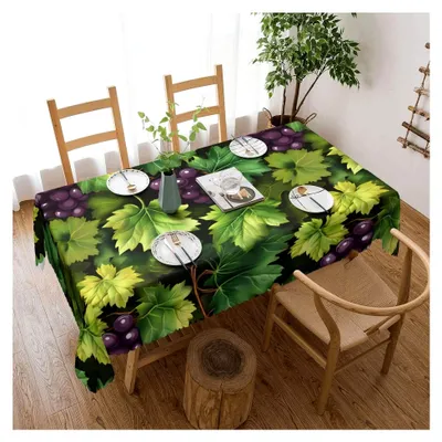 Produktbild von Tischdecke mit Weinblättern, vielseitig einsetzbar, 137,2 x 183,9 cm, wiederverwendbar, Esstischabdeckung für Hochzeiten und im Freien
