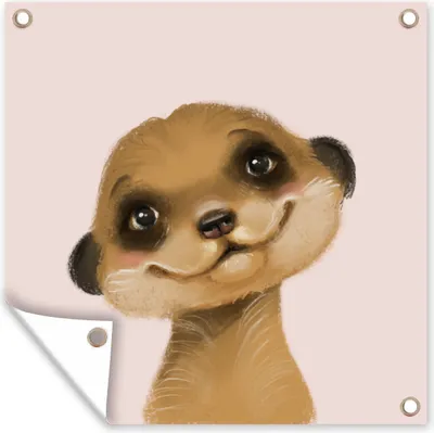 Produktbild von MuchoWow® 50x50 cm Outdoor-Poster Gartendeko Sichtschutz Garten Poster für den Garten  Tiere - Erdmännchen - Rosa