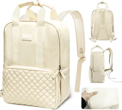 Produktbild von OKWISH Rucksack Damen & Herren - Daypack mit 15.6 Zoll Laptopfach - Rucksäcke für City Schule Business - Schulrucksack Mädchen Teenager - Wasserabweisend Beige