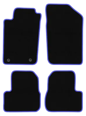 Produktbild von Velours-Fußmatten für Peugeot 206 1998-2010 (Schrägheck/SW/Kombi) – 4-tlg, Schwarz/Blau, passgenau – Wielganizator CARLUX