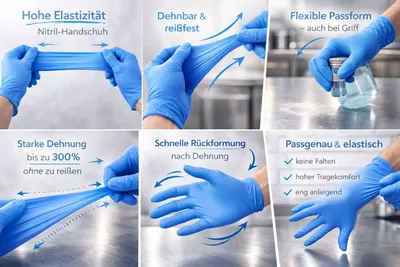 Produktbild von PACKEO Nitril-Handschuhe Puderfrei, Professionelle Einmalhandschuhe - Blau(100,L)