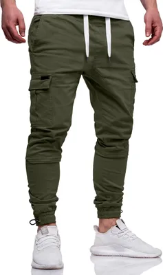 Produktbild von DAILY Baumwolle Herren Cargohose mit elastischem Bund Slim-Fit Herren Jogger-Hose Jeans mit Gummibund & Cargo-Taschen Pants