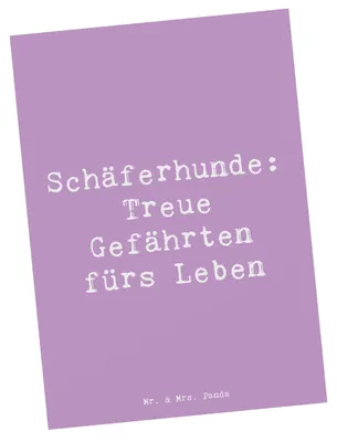 Produktbild von Mr. & Mrs. Panda Ansichtskarte Spruch Schäferhund Gefährten - Lavendeltraum - Geschenk, Kunstkarten, Familienhund, ihre Menschen, Hunderassen, Postkarten, Postkarte
