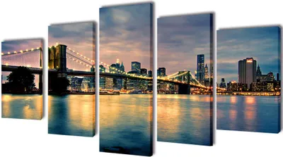 Produktbild von Bilder Dekoration Set Brooklyn Bridge Seeblick 200 x 100 cm