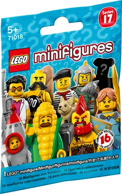 A collection of LEGO Minifigures from Series 17 in their packaging.