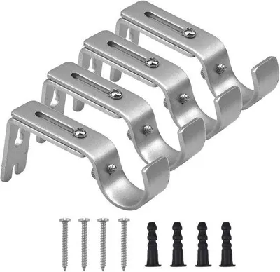Produktbild von Famanu Halter für Gardinenstangen - 4 Stück - verstellbare Wandhalter - Metall - silber