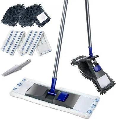 Produktbild von Famanu Mikrofasermopp Chenilleplatte mit 128 cm Handgriff - Multifunktionale Bodenreinigungsmop