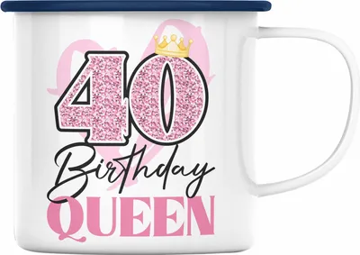 Produktbild von Trendation -  40. Geburtstag Emaille Tasse Frau Geschenk 40er Geschenkidee 40 Mutter Frauen Lustig Geschenke (Blau)