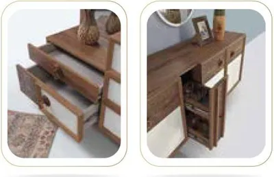 Produktbild von Kommode Schubladen Holz Sideboard Spiegel  Massiv Kommoden Wohnzimmer Sideboards