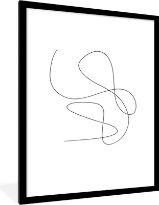 Produktbild von MuchoWow® Gerahmtes Poster Linienkunst - Minimalismus - Abstrakt 60x80 cm - Poster mit Schwarzem Bilderrahmen Wandposter Rahmen Foto Bilder - Wohnzimmer - Dekorationen - Prämie