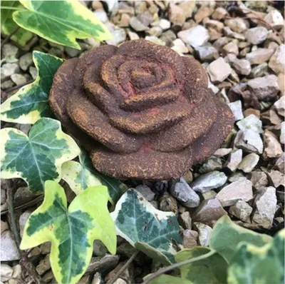 Produktbild von Rosenblüte Stein Rose Steinrose Rosen Blüte Blumen Steinguss frostfest Garten Rost Optik 8cm