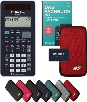 Produktbild von TI-30X Plus MathPrint inkl. Schutztasche Rot & Fachbuch (132 Seiten, DIN A5) – Wissenschaftlicher Rechner – Smart Set