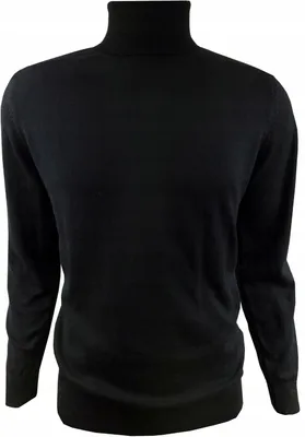 Produktbild von anagre Herren Strickpullover Warmer Pullover mit Rollkragen Rollkragenpullover für Männer Pulli Rolli normal geschnitten 100 % Baumwolle Größe XXL Schawrz