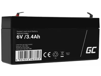 Zdjęcie produktu dla Batteria Green Cell 6V 3.4Ah Vrla per allarmi, registratori di cassa, giocattoli