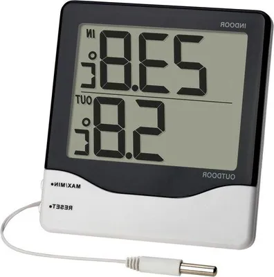 Obrázek produktu pro Digitální vnitřní a venkovní teploměr, černý, 102 x 21 x 110 mm