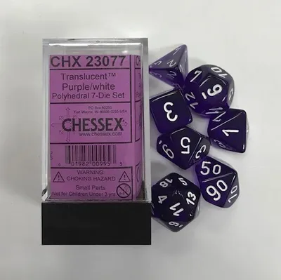 Immagine prodotto di Set di 7 dadi Chessex Viola traslucido/bianco