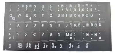 Produktbild von DEUTSCHE Tastaturaufkleber - schwarz GLÄNZEND 58 Tasten 1,1 cm x 1,3 cm Selbstkleben kompatibel für HP Pavilion