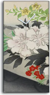 Produktbild von Leinwand Uhr Küche Wohnzimmer Bild 30x60 Gemälde Boot Blumen Wasser Kunst - weiße Hände