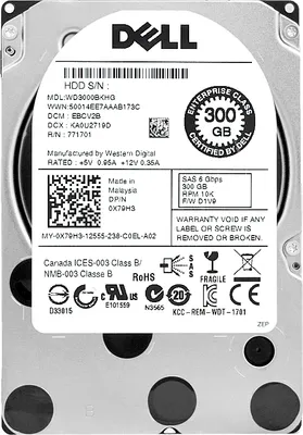 Obrázek produktu pro Pevný disk Dell 300GB WD3000BKHG 10000Rpm 32Mb Cache Sas II 2,5'' palce 0X79H3