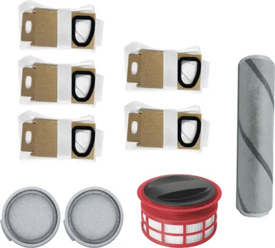 Produktbild von Trade-Shop 9in1 Zubehör-Set: 1x Heckfilter + 2x Vorfilter + 5x Staubsauger-Beutel + 1x Softwalze kompatibel mit Xiaomi Roborock H6 Staubsauger