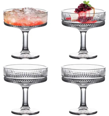 Champagnergläser, 4er-Set, 180 ml, gerippt, Kristallglas