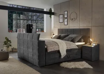 Produktbild von Denver Boxspringbett 180x200cm Anthrazit inkl. Bettkasten & motorisierte TV-Halterung, Ausführung:Variante 1