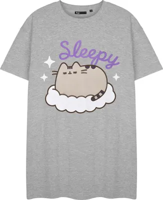 Image de Pusheen - Chemise de nuit "Sleepy" pour femme manches courtes NS8816 (L) (Gris chiné)