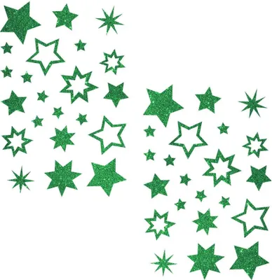 Produktbild von Oblique Unique 44 Glitzernde Funkelnde Sterne Sticker Aufkleber Weihnachtssterne Weihnachtsdeko - grün